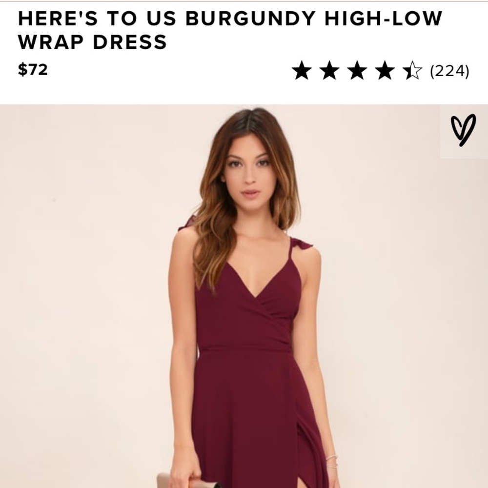 Lulu’s Here’s to Us Burgundy High-Low Wrap Dress